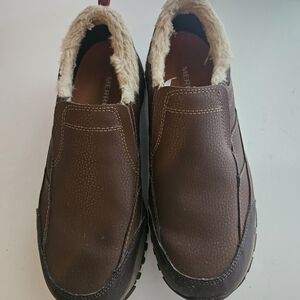 Merrell Brown Faux-Fur Lined Slip-On Loafers Thermo Waterproof Womens Size 10